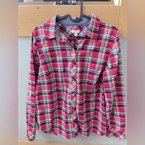 Talbots petites plaid flannel button down- size Medium Petite